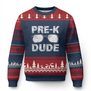 Pre-K Dude Cool First Day of Preschool Ugly Christmas Sweater Back to School Boys Gift