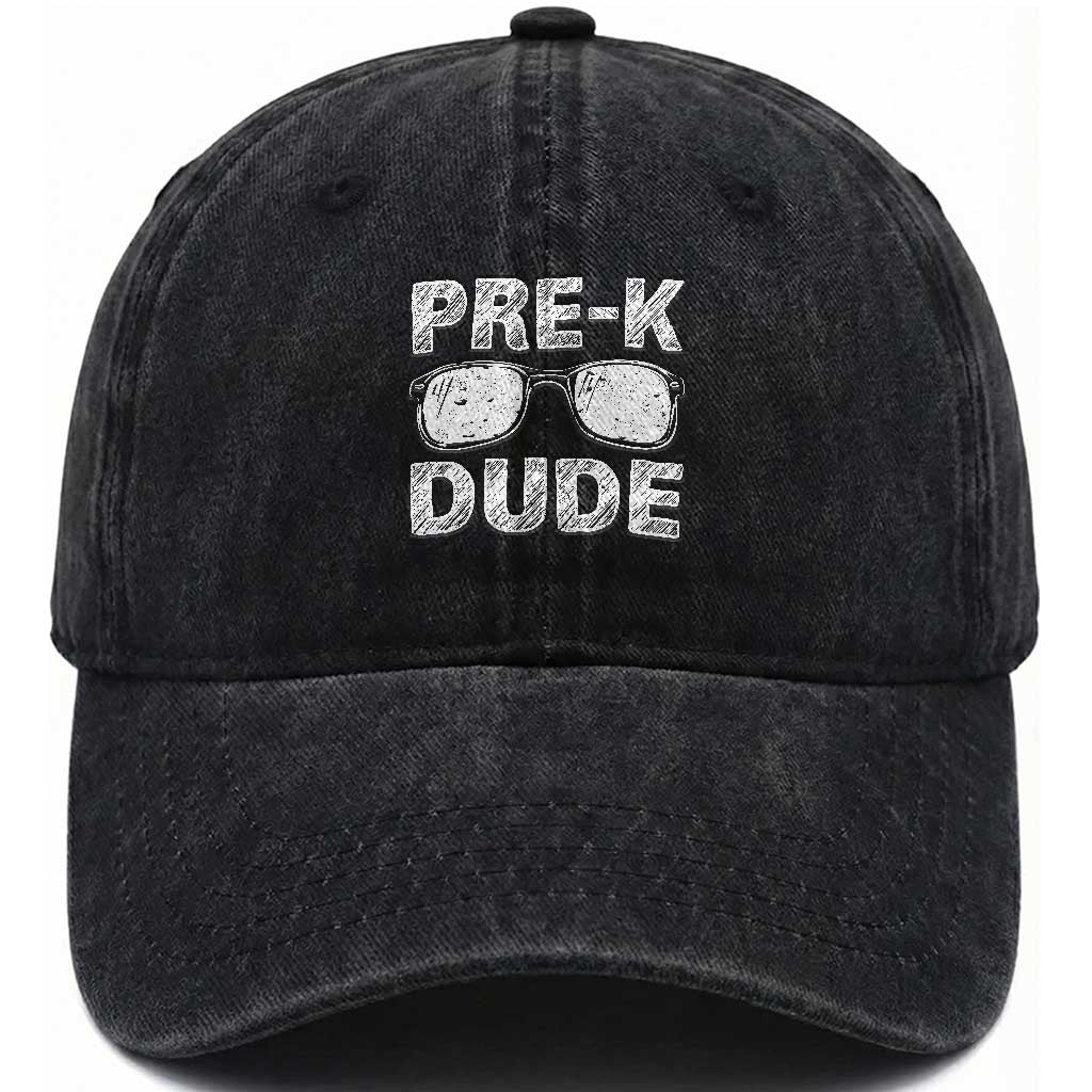 Pre-K Dude Cool First Day of Preschool Washed Cotton Baseball Cap Back to School Boys Gift TS01 Print Your Wear