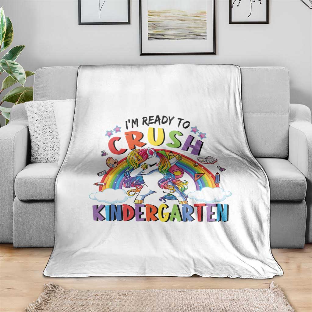 Ready to Crush Kindergarten Cute Girls Throw Blanket First Day Back to School