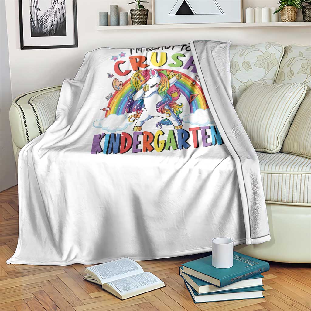 Ready to Crush Kindergarten Cute Girls Throw Blanket First Day Back to School