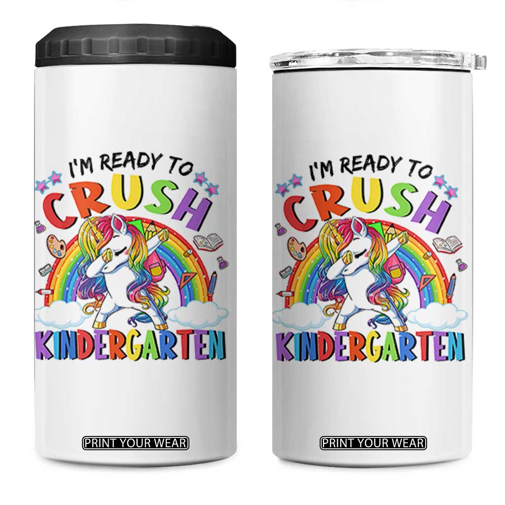 Ready to Crush Kindergarten Cute Girls 4 in 1 Can Cooler Tumbler First Day Back to School