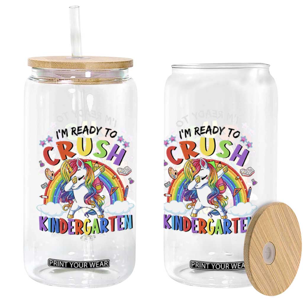 Ready to Crush Kindergarten Cute Girls Glass Can First Day Back to School