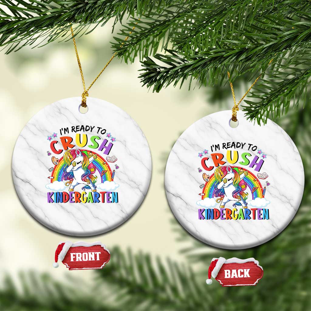 Ready to Crush Kindergarten Cute Girls Ceramic Ornament First Day Back to School