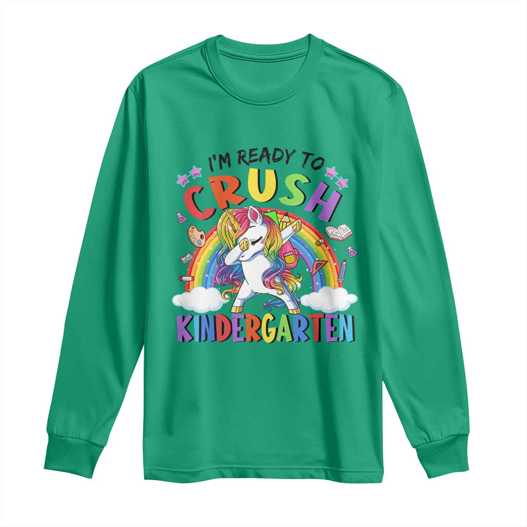 Ready to Crush Kindergarten Cute Girls Long Sleeve Shirt First Day Back to School