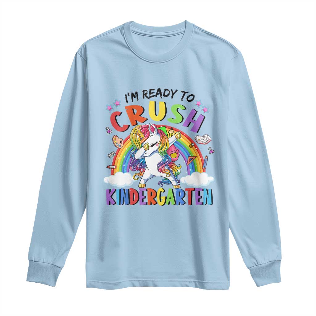 Ready to Crush Kindergarten Cute Girls Long Sleeve Shirt First Day Back to School