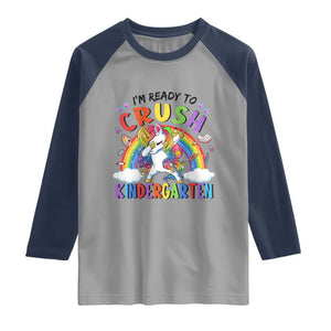 Ready to Crush Kindergarten Cute Girls Raglan Shirt First Day Back to School