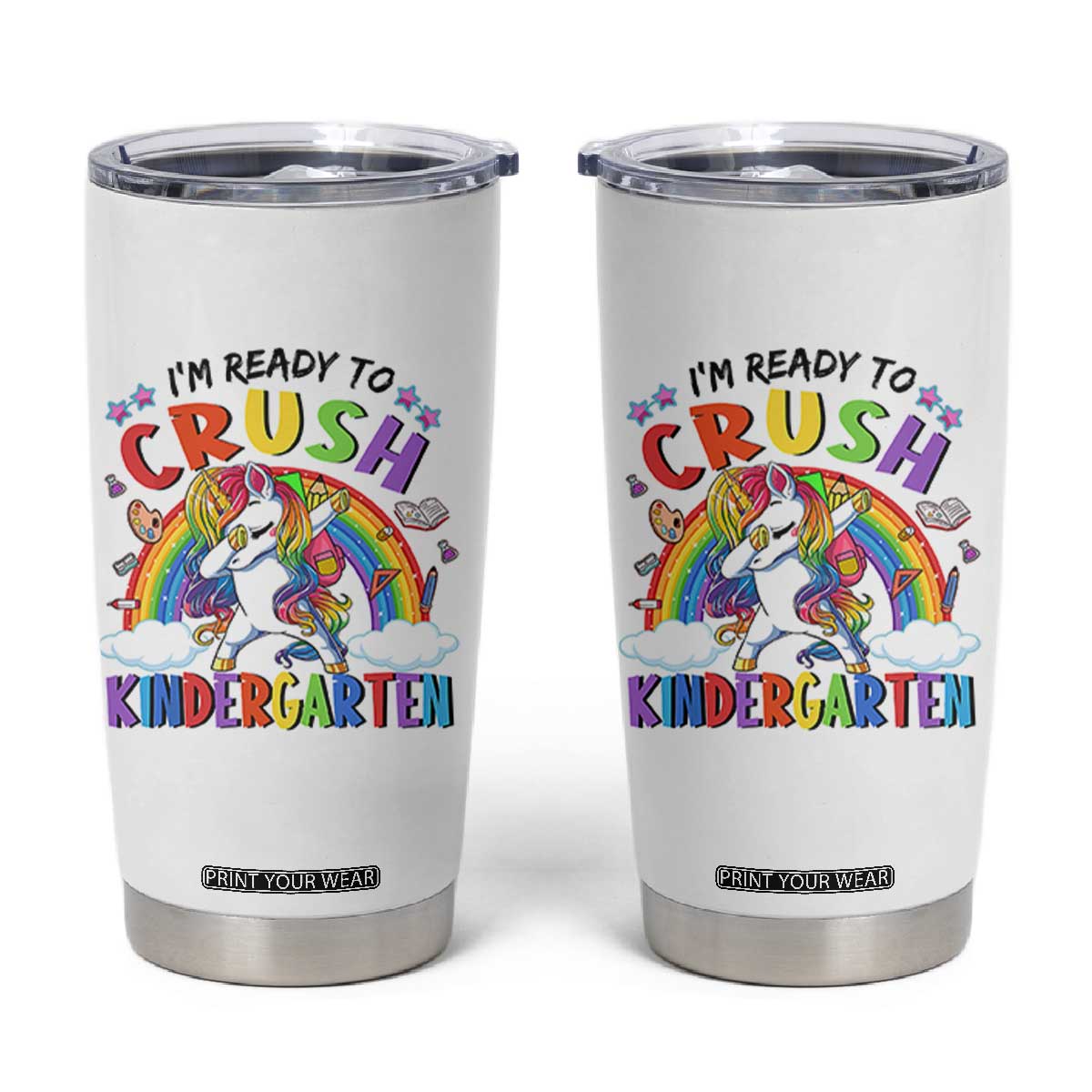 Ready to Crush Kindergarten Cute Girls Tumbler Cup First Day Back to School