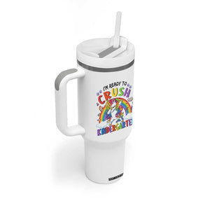 Ready to Crush Kindergarten Cute Girls Tumbler With Handle First Day Back to School