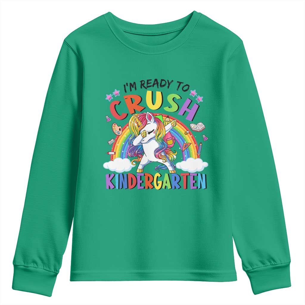 Ready to Crush Kindergarten Cute Girls Youth Sweatshirt First Day Back to School