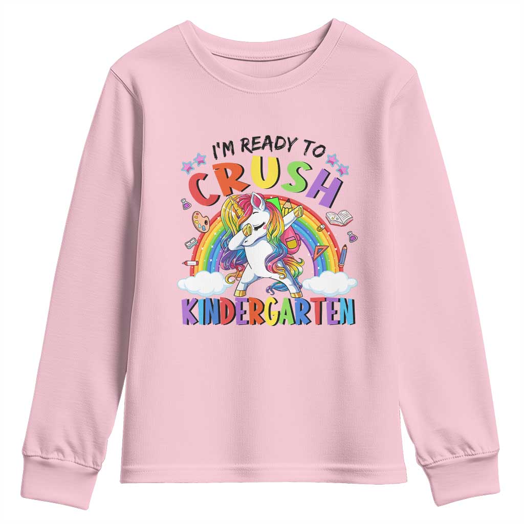 Ready to Crush Kindergarten Cute Girls Youth Sweatshirt First Day Back to School