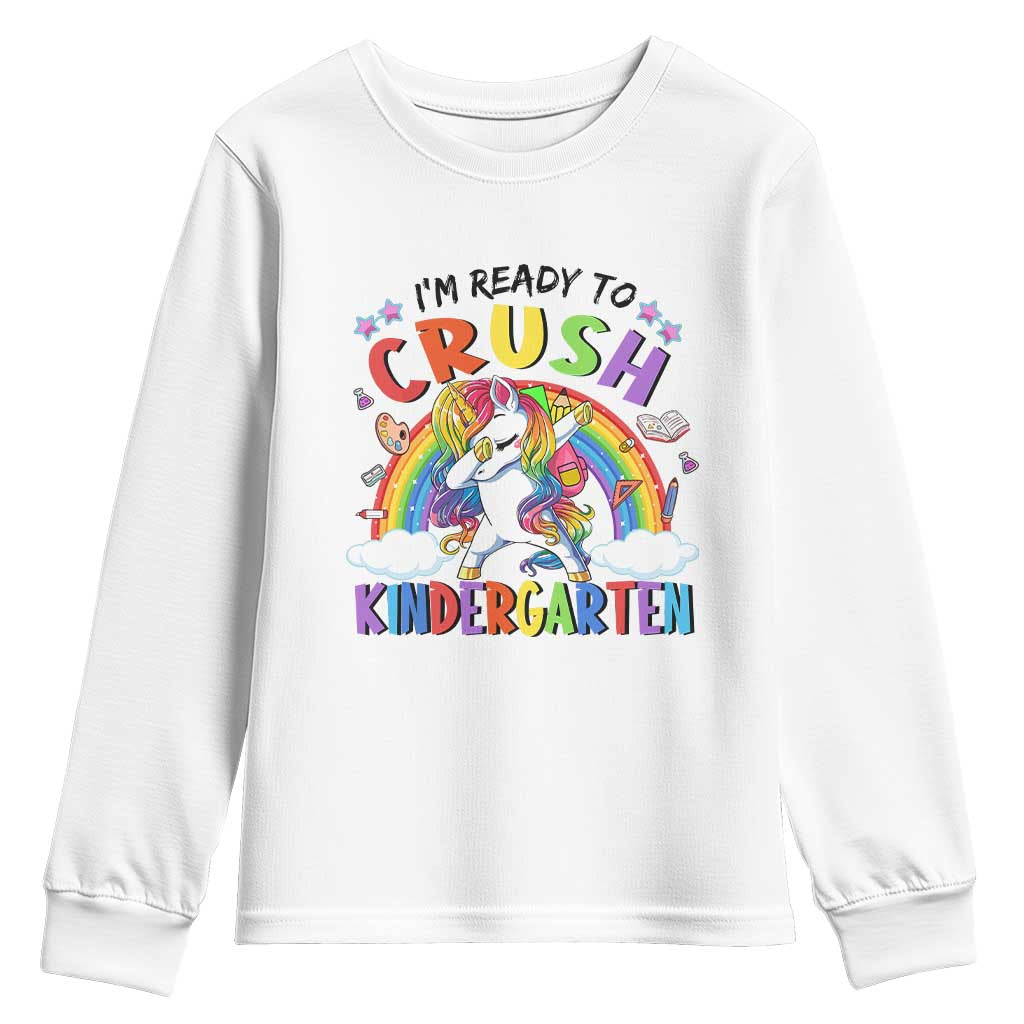 Ready to Crush Kindergarten Cute Girls Youth Sweatshirt First Day Back to School TS01 White Print Your Wear
