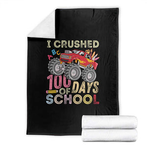 I Crushed 100 Days of School Monster Truck Throw Blanket Cool Back to School Boys Gift