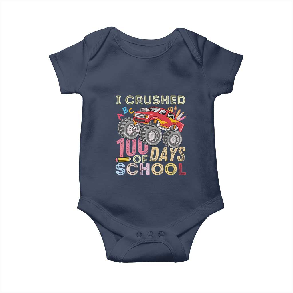 I Crushed 100 Days of School Monster Truck Baby Onesie Cool Back to School Boys Gift
