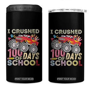 I Crushed 100 Days of School Monster Truck 4 in 1 Can Cooler Tumbler Cool Back to School Boys Gift