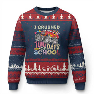 I Crushed 100 Days of School Monster Truck Ugly Christmas Sweater Cool Back to School Boys Gift