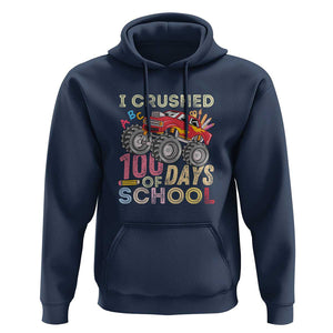 Boys 100 Day Hoodie I Crushed 100 Days of School, Monster Truck TS01 Navy Print Your Wear
