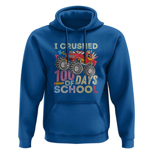 Boys 100 Day Hoodie I Crushed 100 Days of School, Monster Truck TS01 Royal Blue Print Your Wear