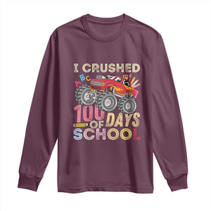 I Crushed 100 Days of School Monster Truck Long Sleeve Shirt Cool Back to School Boys Gift
