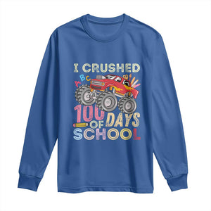 I Crushed 100 Days of School Monster Truck Long Sleeve Shirt Cool Back to School Boys Gift