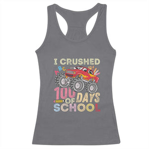 I Crushed 100 Days of School Monster Truck Racerback Tank Top Cool Back to School Boys Gift