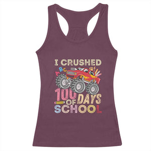 I Crushed 100 Days of School Monster Truck Racerback Tank Top Cool Back to School Boys Gift