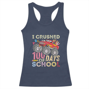 I Crushed 100 Days of School Monster Truck Racerback Tank Top Cool Back to School Boys Gift