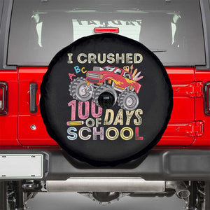 I Crushed 100 Days of School Monster Truck Spare Tire Cover Cool Back to School Boys Gift