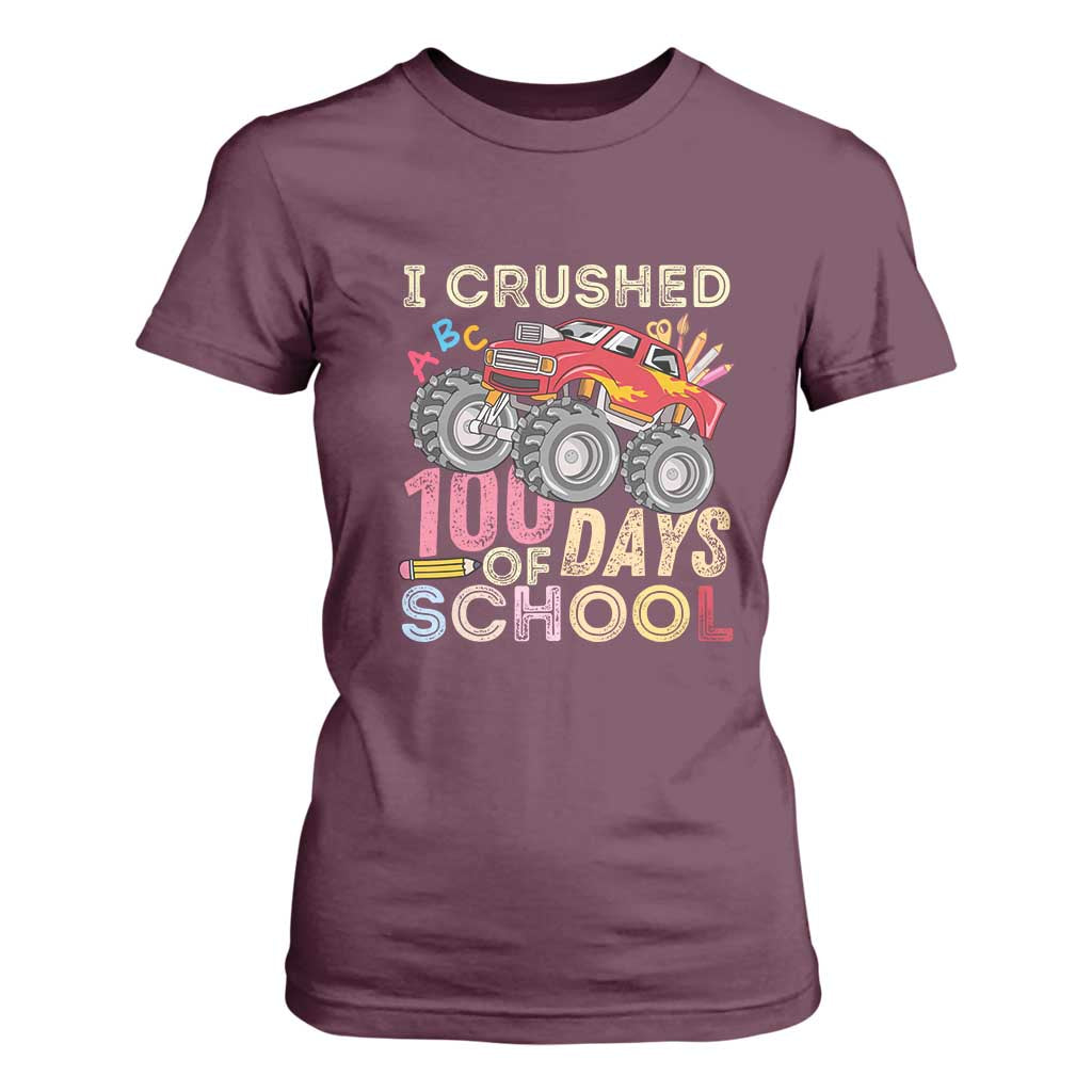 I Crushed 100 Days of School Monster Truck T Shirt For Women Cool Back to School Boys Gift