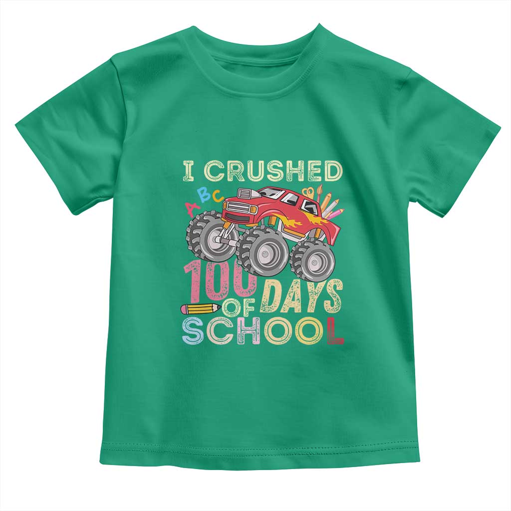 I Crushed 100 Days of School Monster Truck Toddler T Shirt Cool Back to School Boys Gift