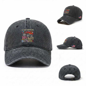 I Crushed 100 Days of School Monster Truck Washed Cotton Baseball Cap Cool Back to School Boys Gift