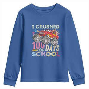 I Crushed 100 Days of School Monster Truck Youth Sweatshirt Cool Back to School Boys Gift