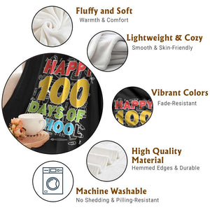 Happy 100 Days of School Throw Blanket Cute Celebration Gift for Teachers and Kids