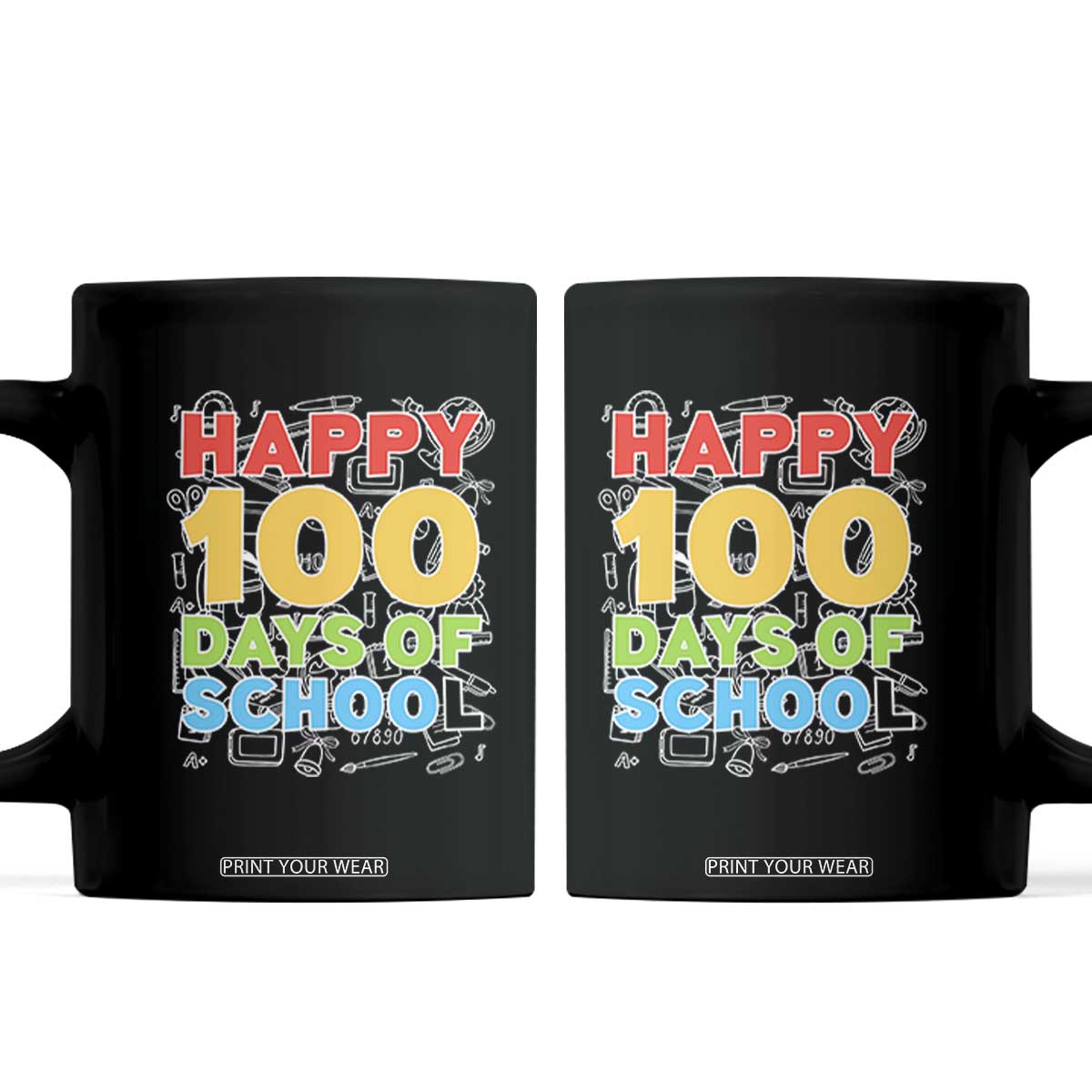 Happy 100 Days of School Coffee Mug Cute Celebration Gift for Teachers and Kids