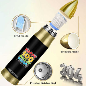Happy 100 Days of School Bullet Tumbler Cute Celebration Gift for Teachers and Kids