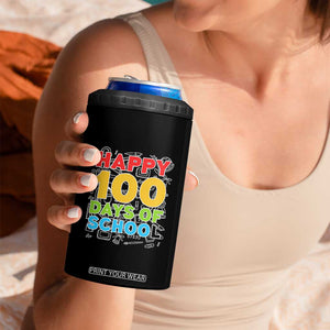 Happy 100 Days of School 4 in 1 Can Cooler Tumbler Cute Celebration Gift for Teachers and Kids