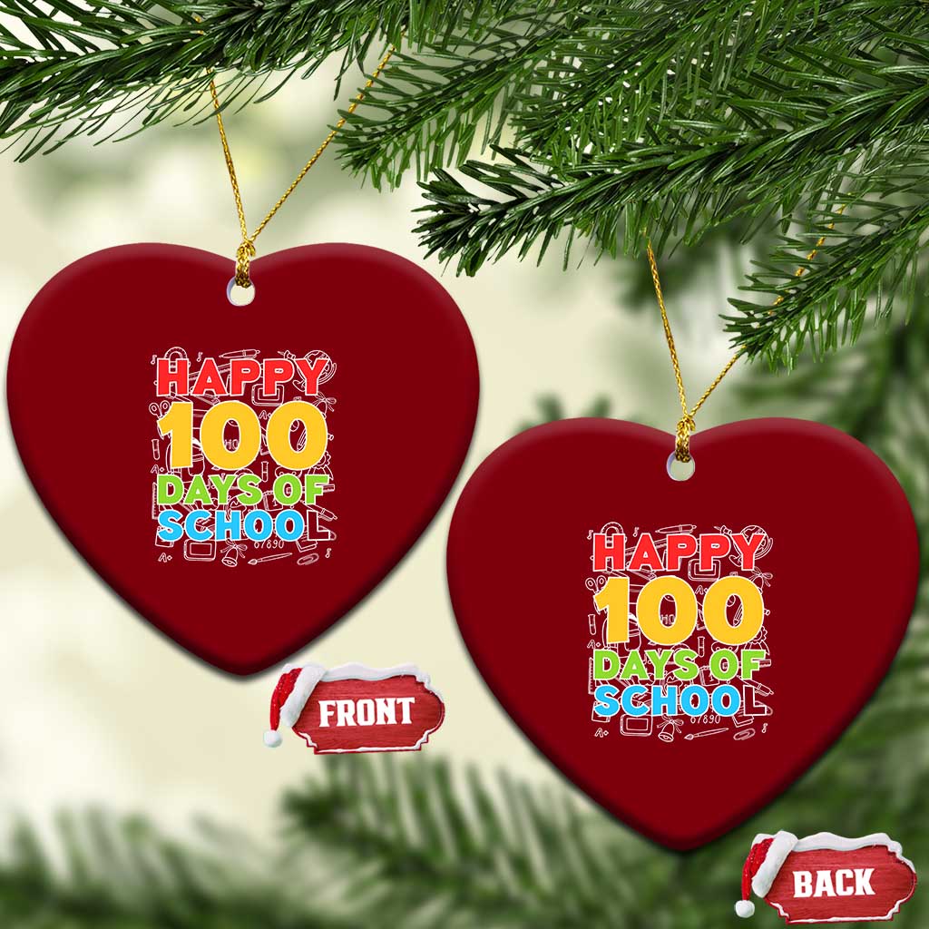 Happy 100 Days of School Ceramic Ornament Cute Celebration Gift for Teachers and Kids