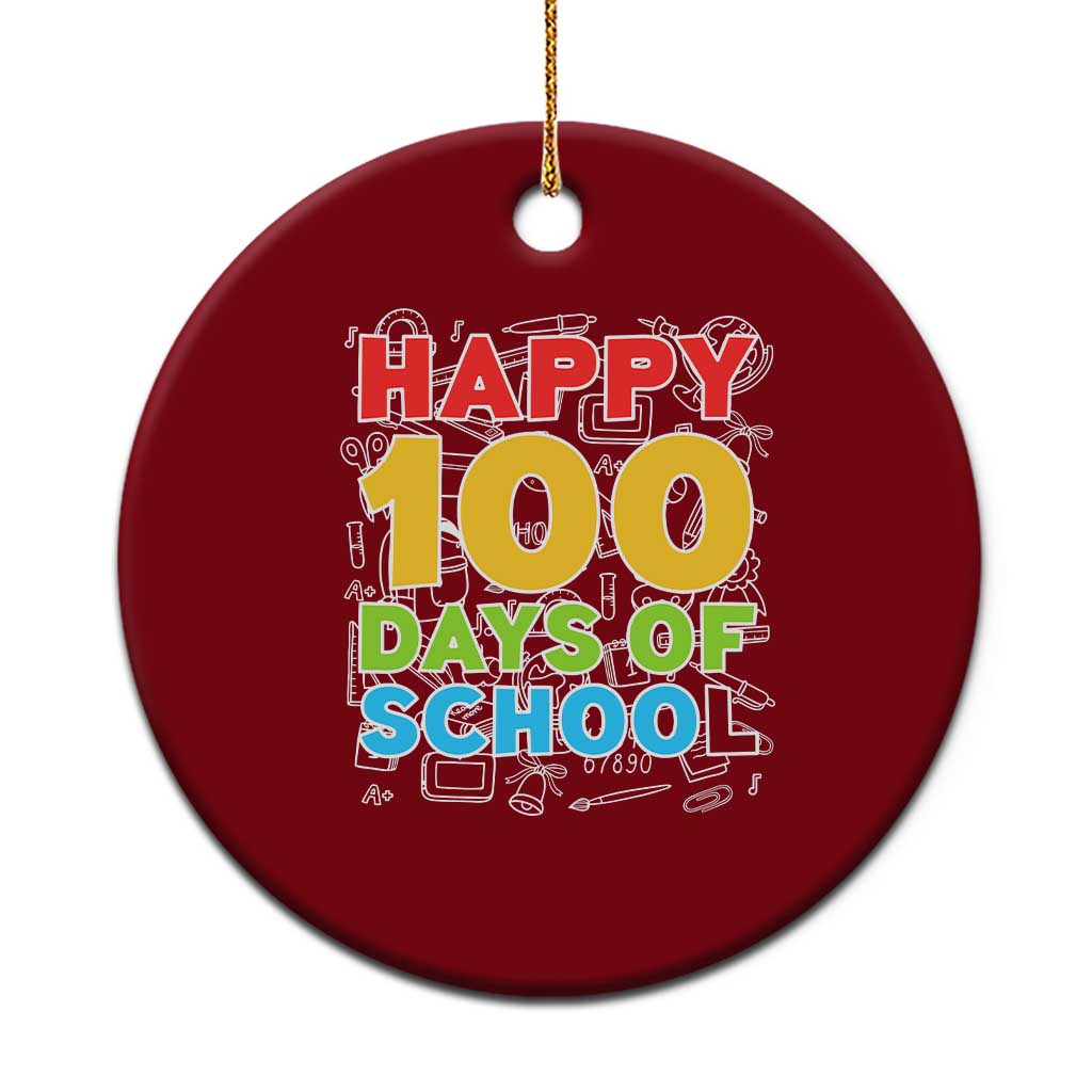Happy 100 Days of School Ceramic Ornament Cute Celebration Gift for Teachers and Kids
