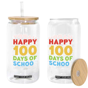 Happy 100 Days of School Glass Can Cute Celebration Gift for Teachers and Kids