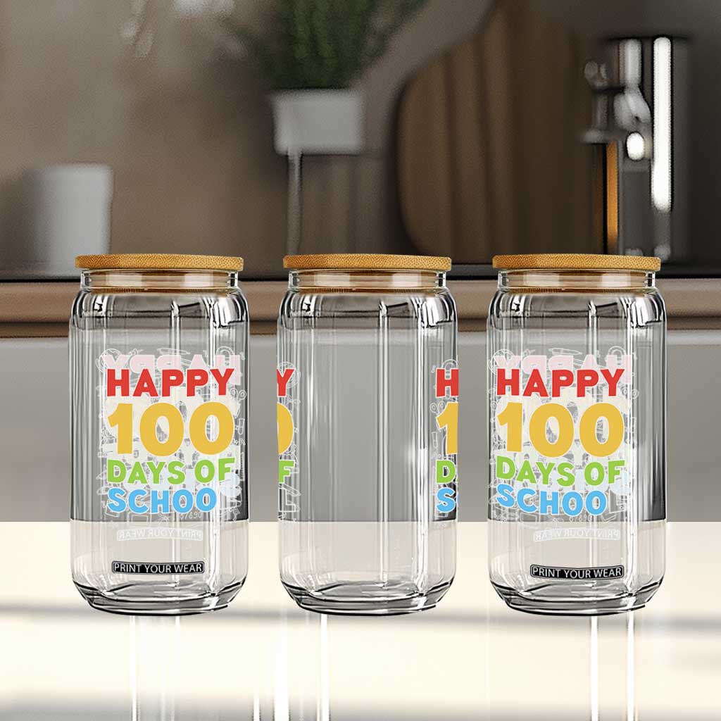 Happy 100 Days of School Glass Can Cute Celebration Gift for Teachers and Kids