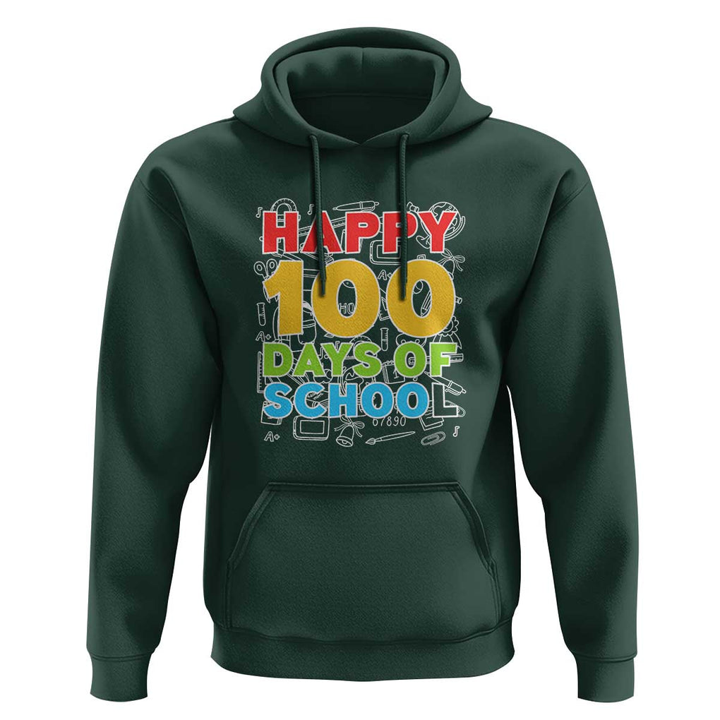 Happy 100 Days Hoodie 100th Day of School Celebration TS01 Dark Forest Green Print Your Wear