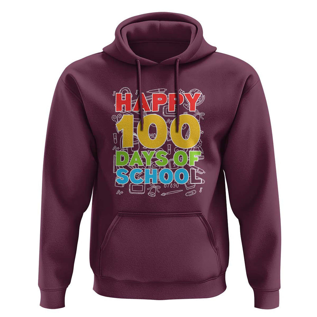 Happy 100 Days Hoodie 100th Day of School Celebration TS01 Maroon Print Your Wear