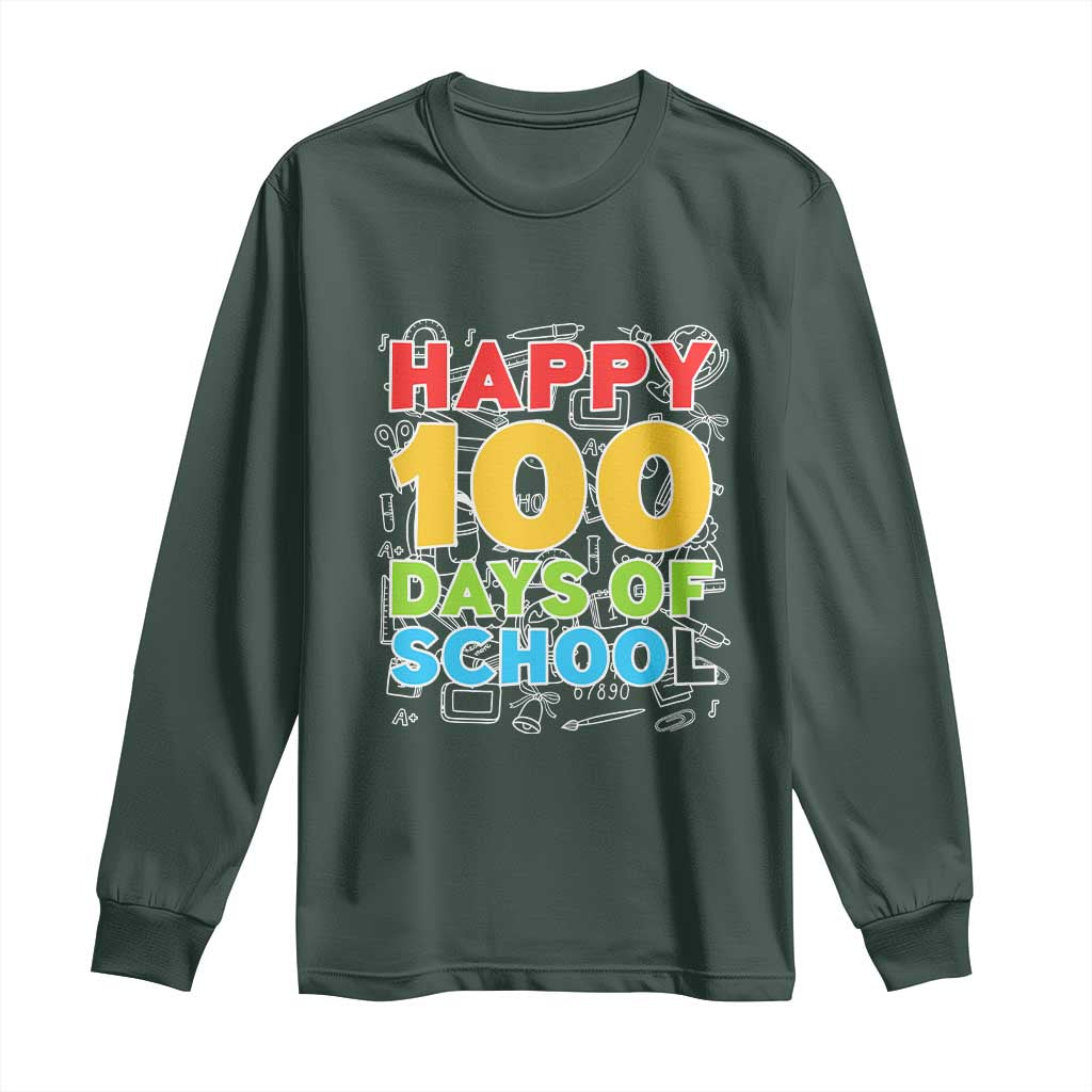 Happy 100 Days of School Long Sleeve Shirt Cute Celebration Gift for Teachers and Kids