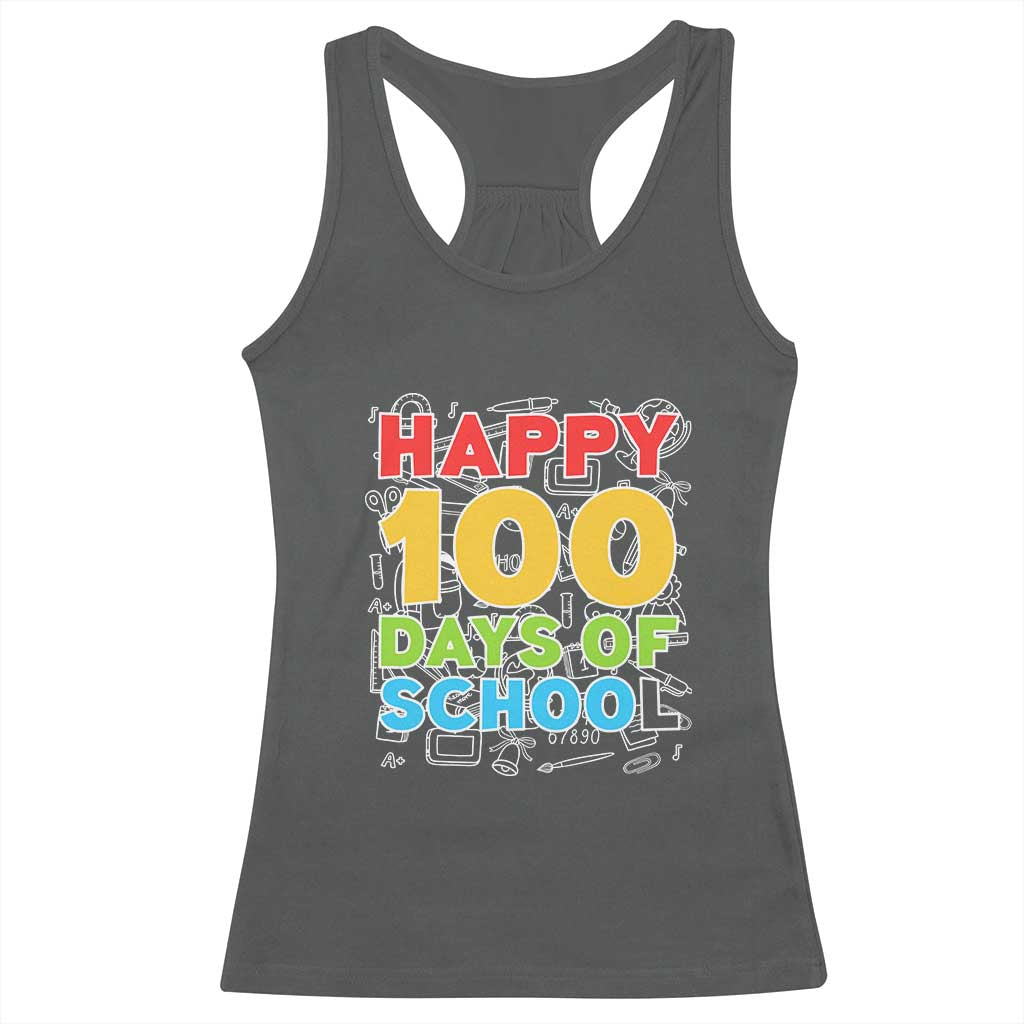Happy 100 Days of School Racerback Tank Top Cute Celebration Gift for Teachers and Kids