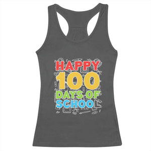 Happy 100 Days of School Racerback Tank Top Cute Celebration Gift for Teachers and Kids