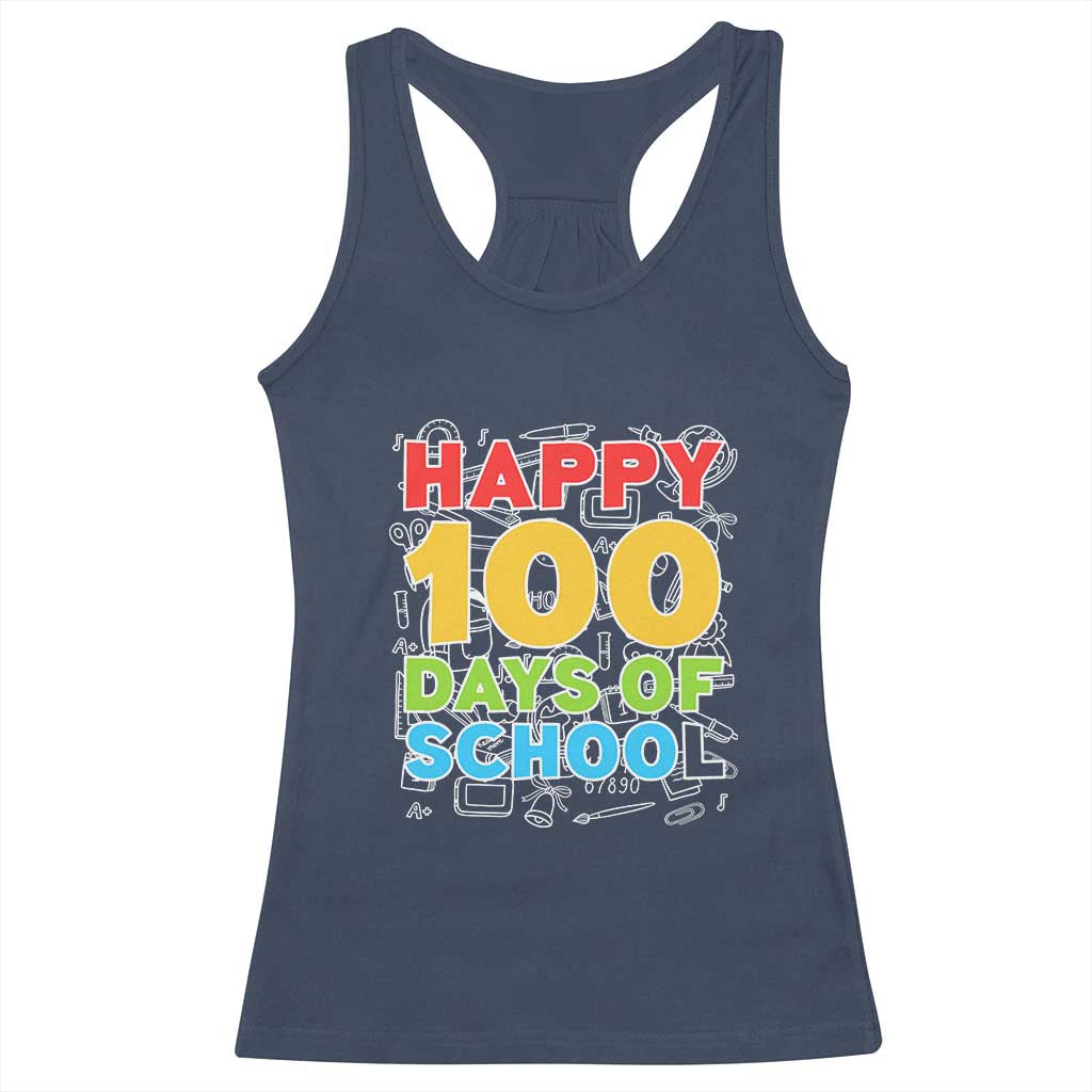 Happy 100 Days of School Racerback Tank Top Cute Celebration Gift for Teachers and Kids