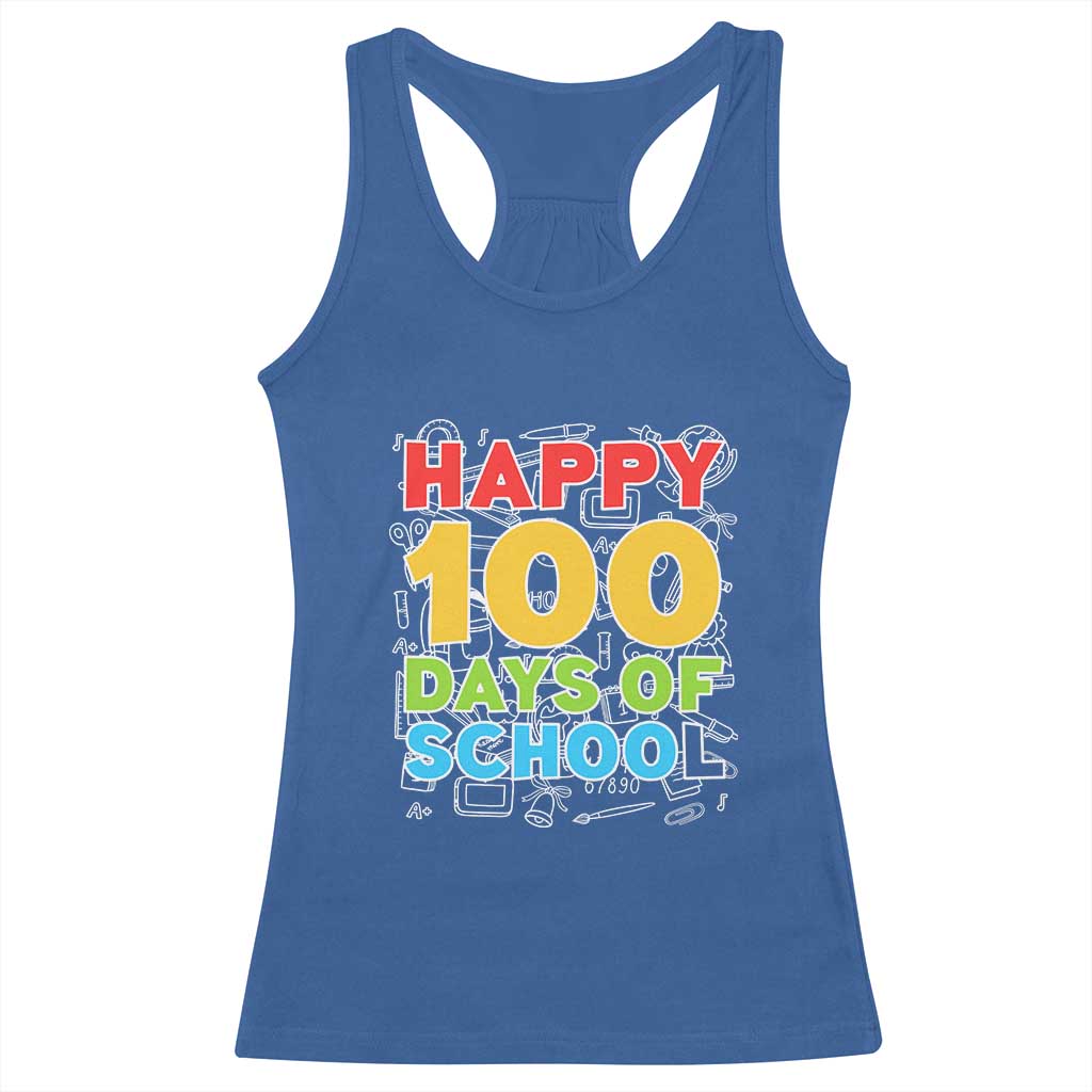 Happy 100 Days of School Racerback Tank Top Cute Celebration Gift for Teachers and Kids