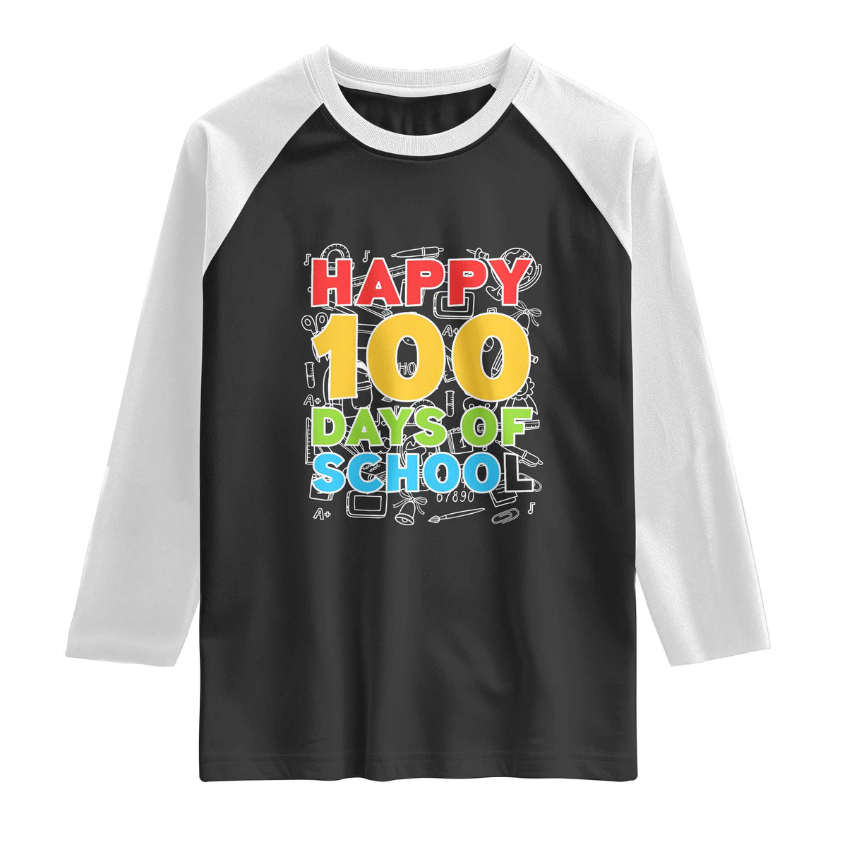 Happy 100 Days of School Raglan Shirt Cute Celebration Gift for Teachers and Kids