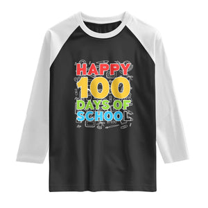 Happy 100 Days of School Raglan Shirt Cute Celebration Gift for Teachers and Kids
