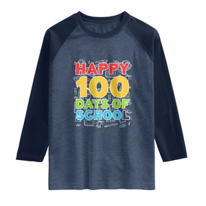 Happy 100 Days of School Raglan Shirt Cute Celebration Gift for Teachers and Kids