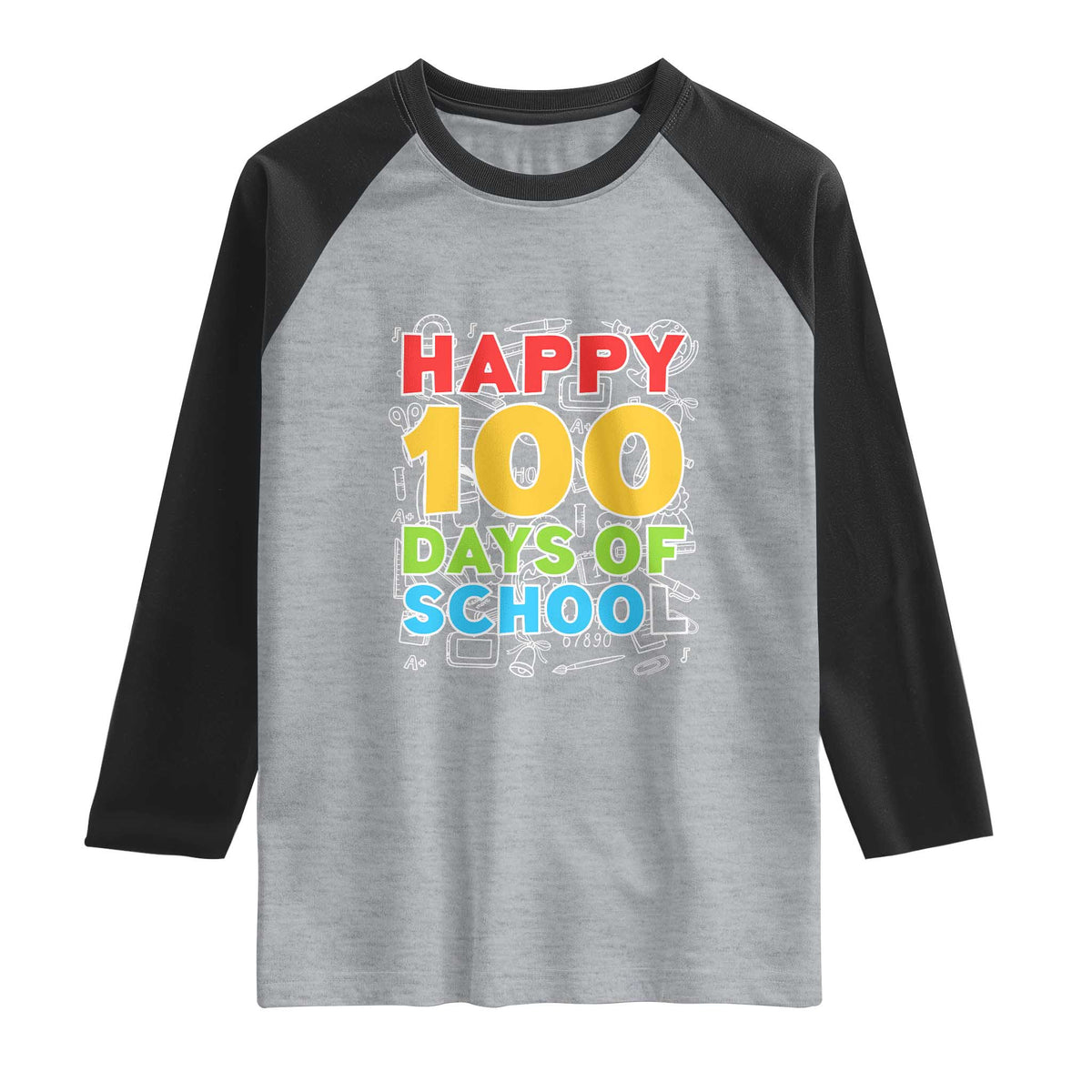 Happy 100 Days of School Raglan Shirt Cute Celebration Gift for Teachers and Kids